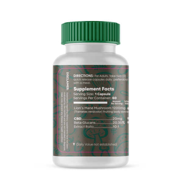 Medlife Lions Mane and CBD 600mg - 60 Capsules - Image 2