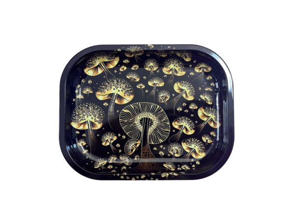 Tray Creative Pattern Mushrooms Black 18x14cm