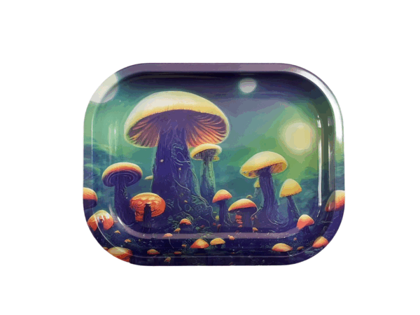 Tray Creative Pattern Mushrooms Blue Green 18x14cm