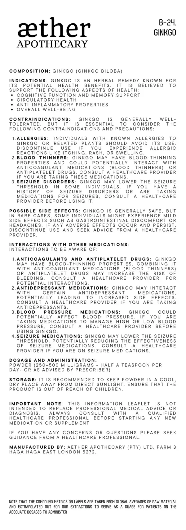 Aether Ginkgo Powder 48g - Image 2