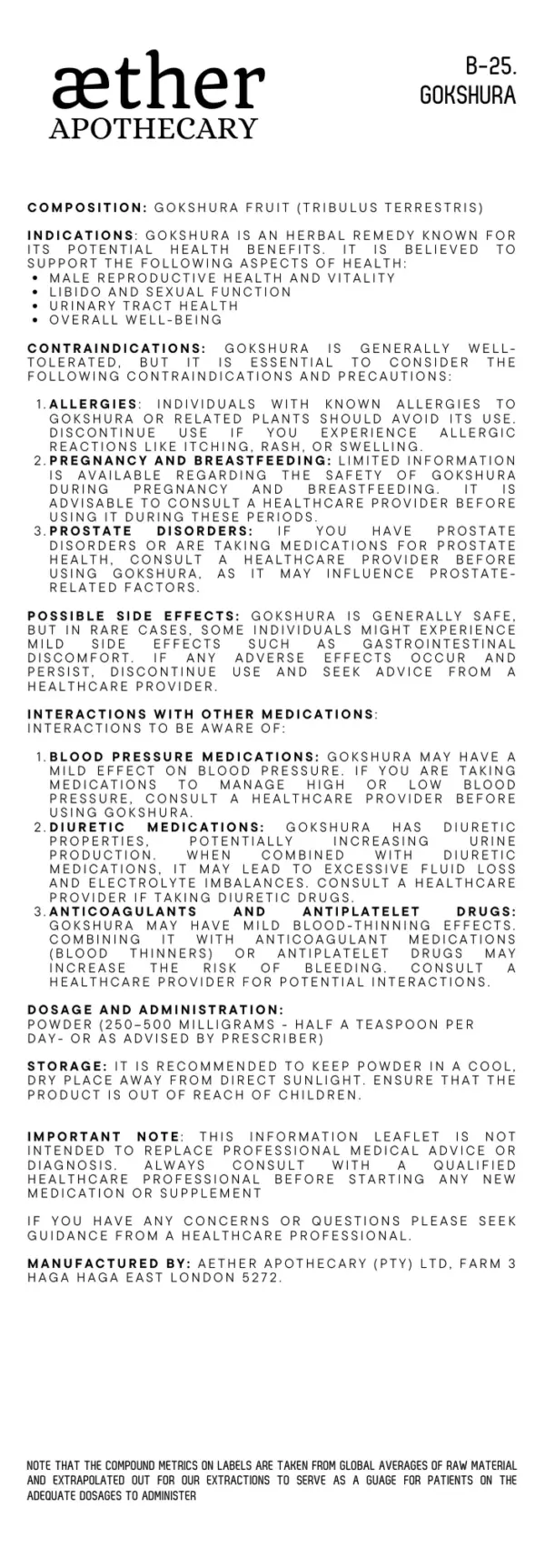 Aether Gokshura Powder 46g - Image 2
