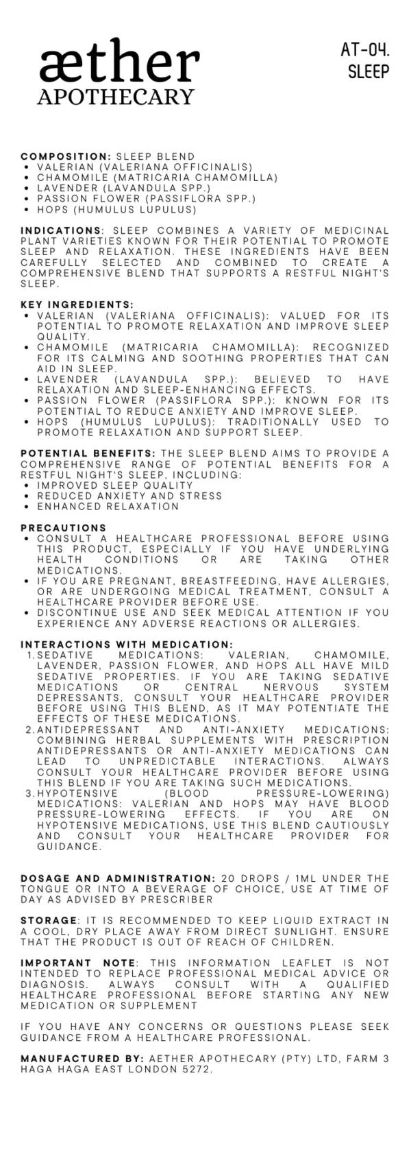 Aether Sleep Liquid Extract 30ml - Image 2