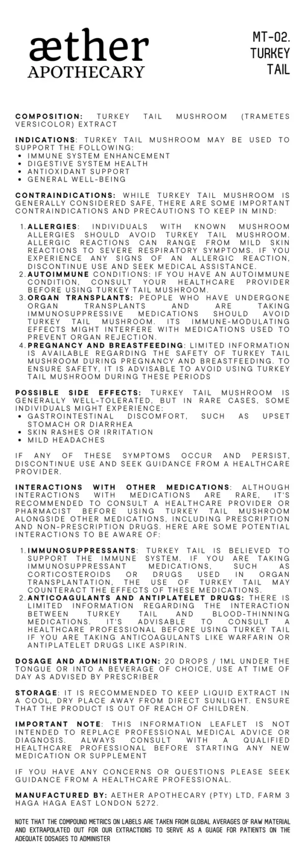Aether Turkey Tail Liquid Extract 30ml - Image 2