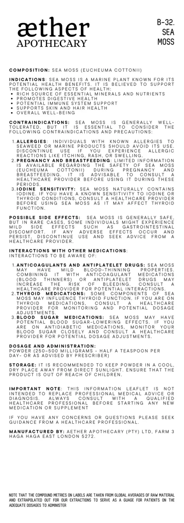 Aether Sea Moss Powder 56g - Image 2