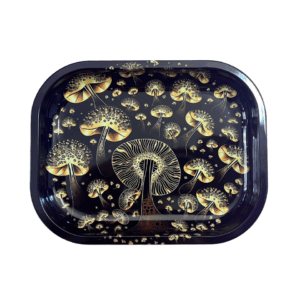 Tray Creative Pattern Mushrooms Black 18x14cm