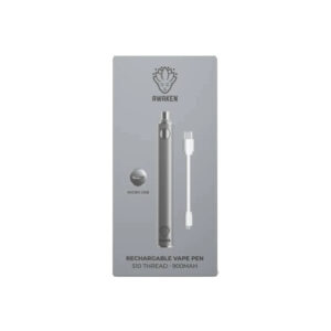 Awaken Vape Pen   Metallic Silver   Rechargeable   4 Heat Settings