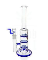 Bong Black Leaf Glass Triple Honeycomb Percolator